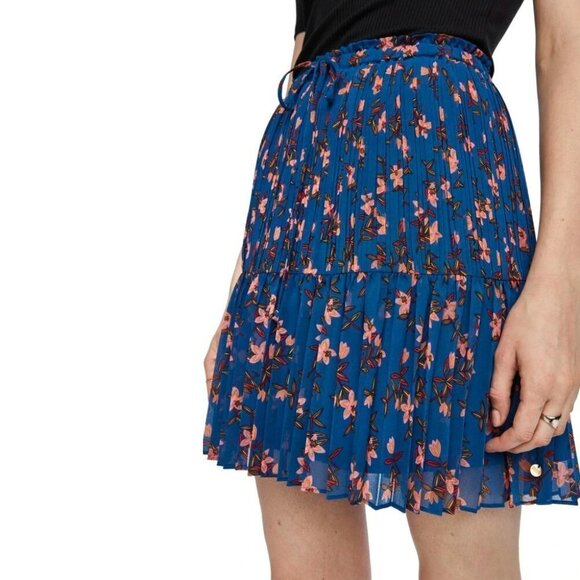 NWT Scotch & Soda blue floral pleated mini skirt, XS - Picture 2 of 8